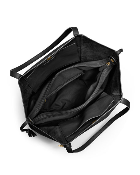 Michael Kors Ashbury Black Leather Pebbled Satchel Shoulder Tote Bag ...